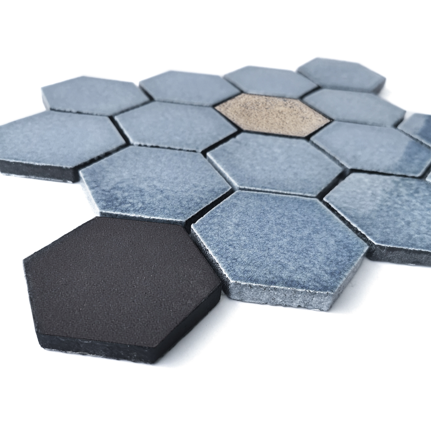 Lugo 12.1" x 10.43" Lava Stone Mosaic Floor and Wall Tile in Blue (Pack of 9)