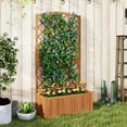 thumbnail image 2 of Costway 1 PCS 63" Wood Planter Container with Diamond Trellis, Planter Box, Slat Base for Plants, 2 of 9