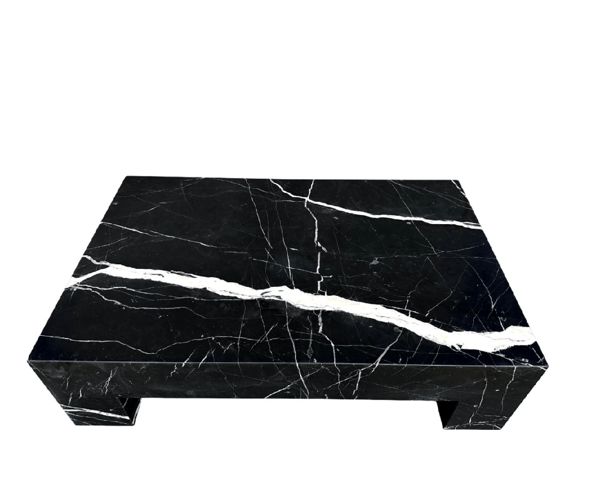 Genuine Marble Rectangular Four Legs Coffee Table - Nero Black Marble