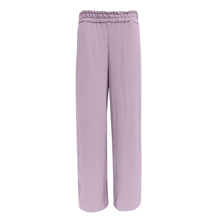 Cotton Linen Pants for Women Elastic Waist Drawstring Straight Leg Pants  Casual Soft Lounge Trousers with Pockets