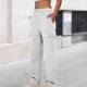 thumbnail image 5 of Pantalones casuales Cintura elástica Ajuste holgado Traje diario de talla grande para mujer Ygjytge Gris claro T L para Mujer, 5 of 6