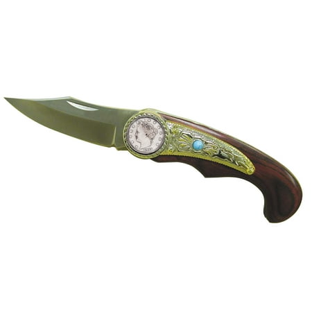 UPC: 0056132123384 | American Coin Treasures Liberty Nickel Decorative Wood Handle Knife