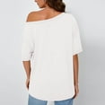 thumbnail image 4 of Oversized T Shirts for Womens Oblique Off-Shoulder Short Sleeve Summer Tops Solid Dressy Casual Loose Tee Shirt Teen Girls Basic Going Out Tunic T-Shirts Fashion Y2K Clothes Cute Blouses, 4 of 7