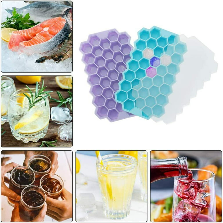 Ice Cube Tray Silicone Flexible 76 Cubes Ice Trays Freezer for Chilled  Drinks Whiskey Cocktails 2 Pack,Blue and Green…