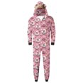 thumbnail image 3 of Odeerbi Christmas Onesie Pajamas for Family Holiday Sleep Jumpsuit Long Sleeve Family Christmas Pajamas Matching Sets Dad Fashion Lattice Print Plush Jumpsuit Sleepwear PJs Set Pink, 3 of 6