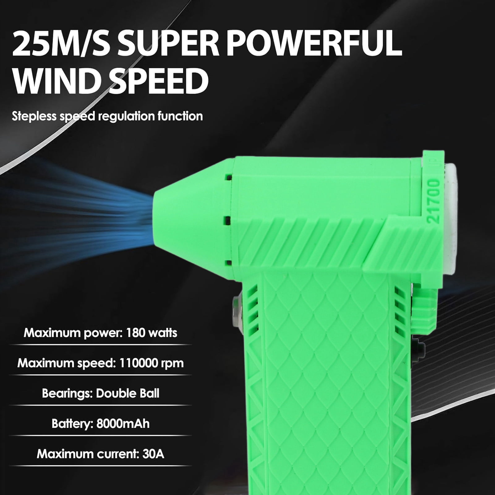 NFTIGB Jet Fan Air Blower 110000RPM Cordless Compressed Air Duster 25m/s Brushless Dust Cleaner Built-in 8000mAh Battery for Computer Keyboard Car Cleaning, Green