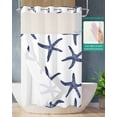 thumbnail image 2 of No Hook Shower Curtains with Snap in Liner, Navy Blue Starfish Coastal Waterproof Fabric Shower Curtain, Nautical Summer Beach Ocean Double Layers & See-Through Top Window Bathroom Curtains 36''x72'', 2 of 6
