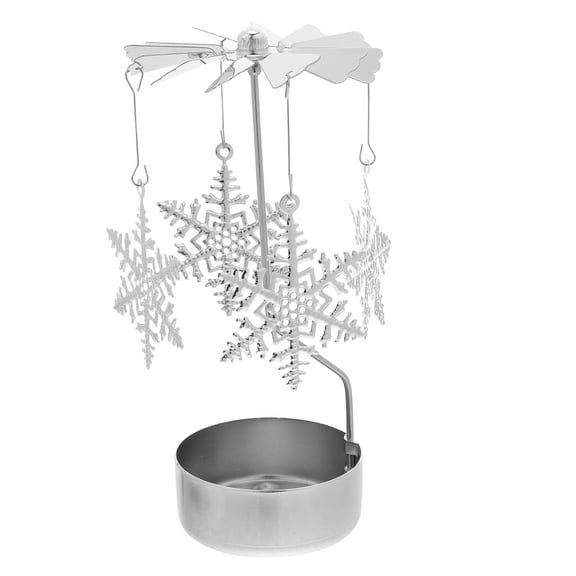 LOLIPPYY Metal Snowflake Rotating Tea Light Carousel Candle Holder for Holiday Table Decoration