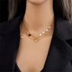 thumbnail image 4 of Granjero Gordo Collar con colgante hecho a mano adecuado para hombres y mujeres, collar de perlas de amor de doble capa de acero de titanio (oro), 4 of 5