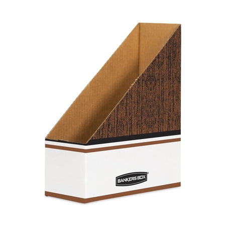 Bankers Box Corrugated Cardboard Magazine File 4 x 11 x 12 3/4 Wood Grain 12/Carton 07224