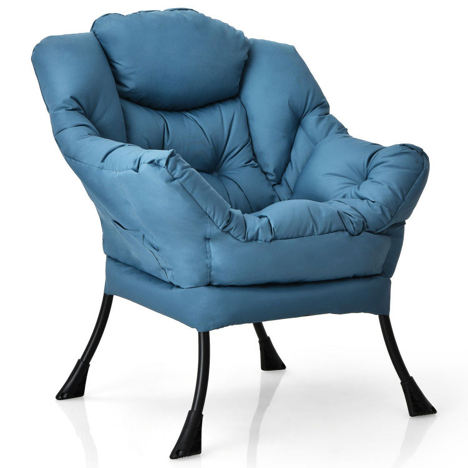 Finihen Modern Fabric Large Lazy Chair, Accent Oversized Comfy Reading Chair, Modern Polyester Fabric Lazy Chair with Steel Frame and Side Pocket, for Living Room, Bedroom, Dorm, Navy Finihen Modern Fabric Large Lazy Chair, Accent Oversized Comfy Reading Chair, Modern Polyester Fabric Lazy Chair with Steel Frame and Side Pocket, for Living Room, Bedroom, Dorm, Navy