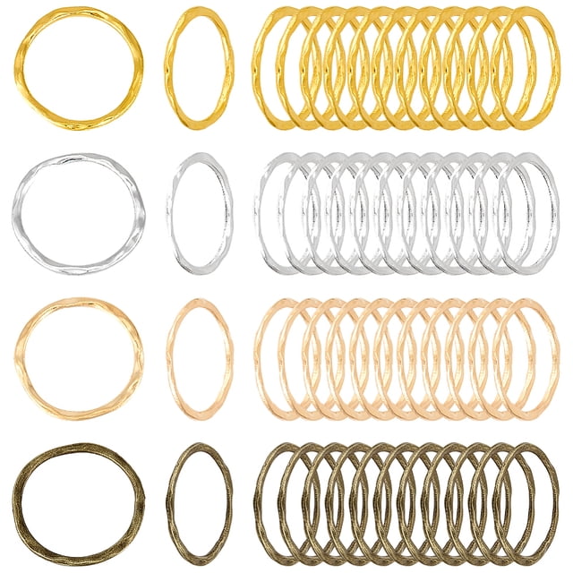 200Pcs 4 Colors Zinc Alloy Linking Rings Textured Ring Shape Mixed Color 23.5x1.5mm Inner Diameter: 20mm 50pcs/color