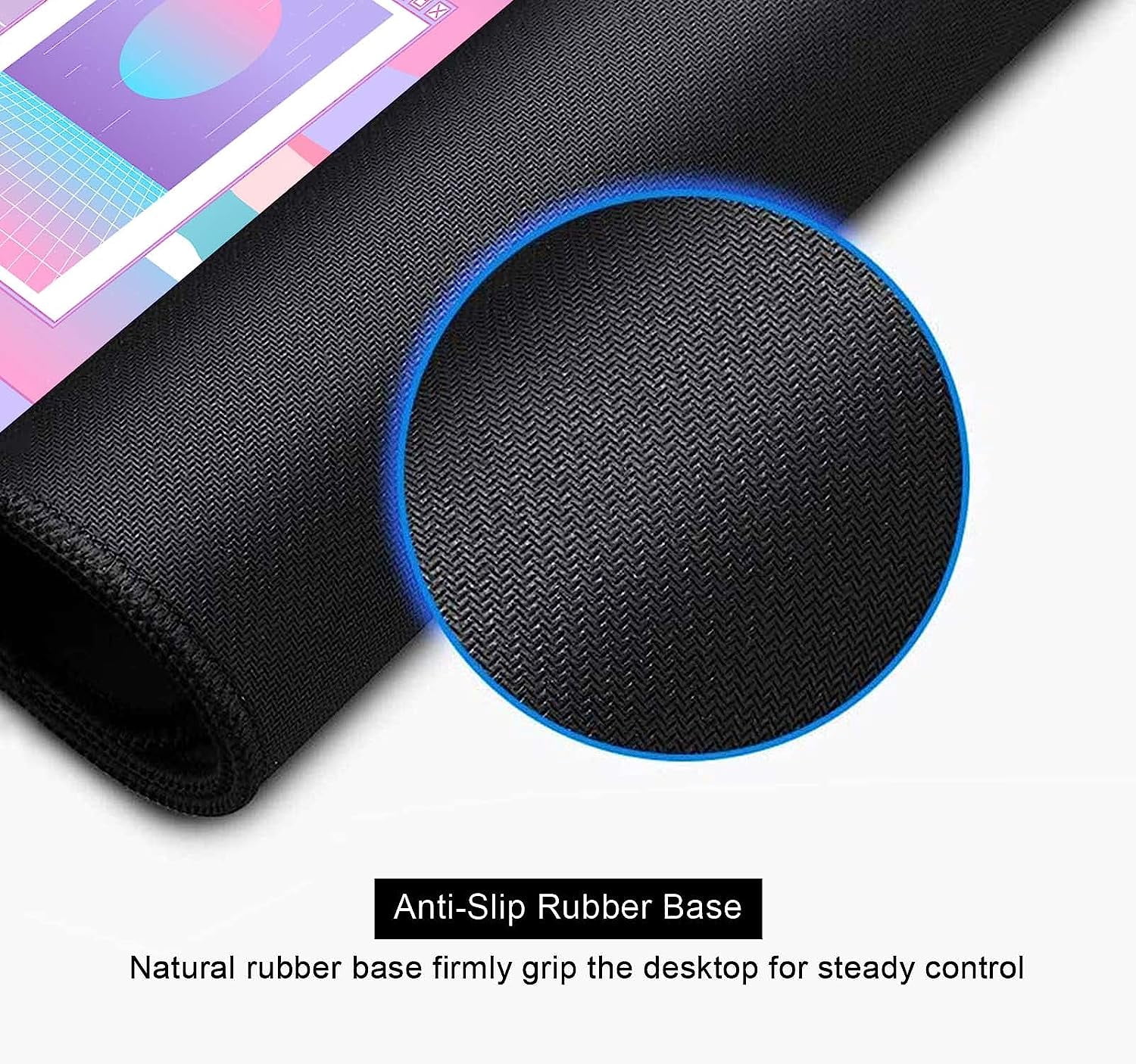 Kawaii Pink Retro Vaporwave Japanese Mount Fuji Moon Night Desk Mat, Cute Anime Grid Large Gaming Mouse Pad XL, Gift for Gamer Girls, Full Desk Mousepad Keyboard Mat - 35.4 x 15.7 Inch
