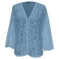 thumbnail image 4 of Arlun Womens Cardigan 3/4 Length Sleeve Lightweight Lace Open Front Cardigans Fall Soft Comfortable Deep V-Neck Thin Tops Casual Loose Fit Solid Color Fashion Outifits Sky Blue S, 4 of 5