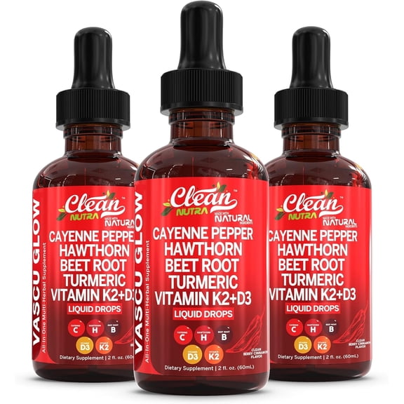 Cayenne Pepper Supplement Liquid Drops   Hawthorn Berry, Vitamin D3 K2 Beet Root Powder, Ceylon Cinnamon, Turmeric Curcumin, Organic Panax Ginseng, Berberine Extract VIT D K by Clean Nutra (3)
