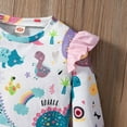 thumbnail image 2 of Toddler Dinosaur Sweatshirt Girls White Ruffle Pullover Casual Crewneck Long Sleeve Tops Shirts 2T(Dino-8113), 2 of 5