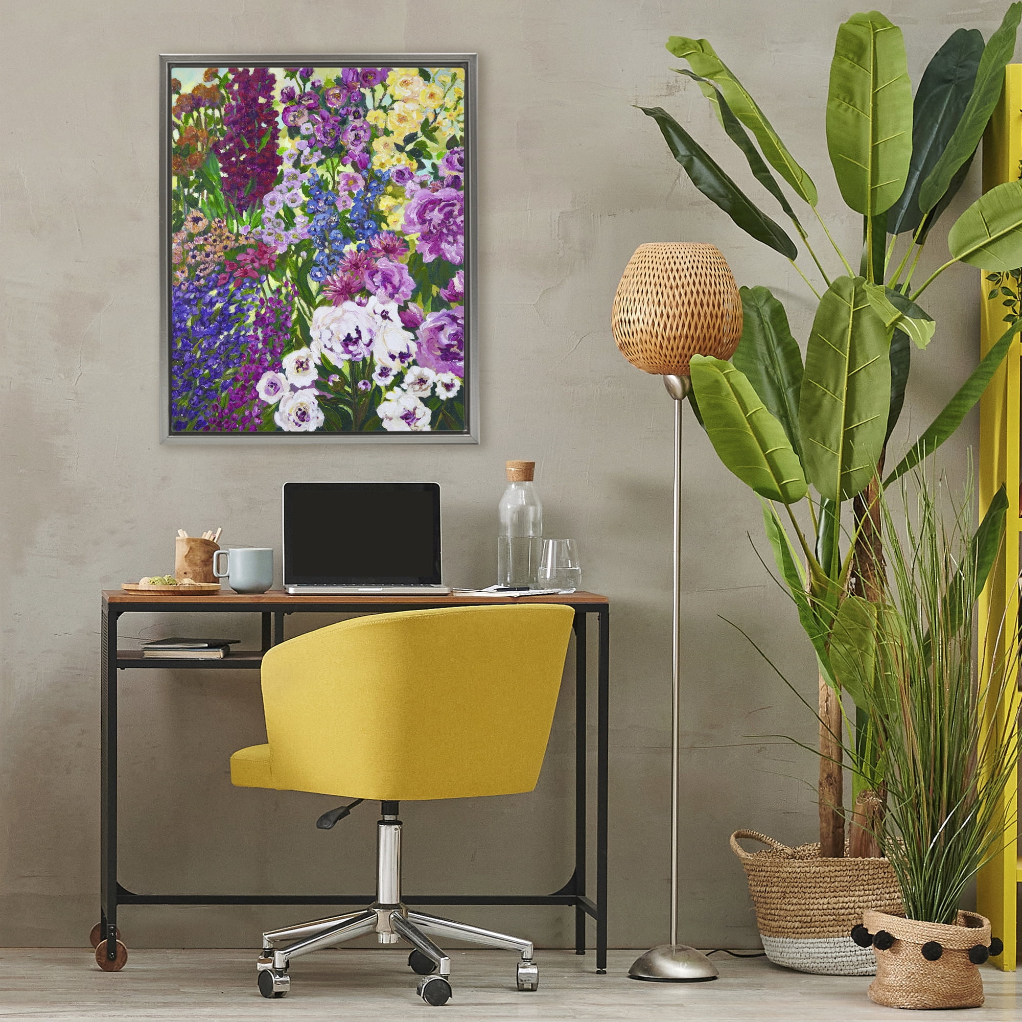 Stupell Industries Lush Greenhouse Garden Flowers Gray Framed Floater Canvas Wall Art, design by Lee Ann Zirbes