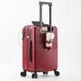 thumbnail image 4 of Valise Cabine 20 Pouces, Valise Cabine à Poche avant avec Support pour Téléphone et Porte-Gobelet, Valise Rigide avec Double Cadenas TSA, Port USB (Rouge), 4 of 6