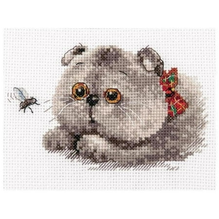 UPC: 4610009345727 | Counted Cross Stitch Kit Basik Hunter 0-191 Needlework Easy Small Gray Animal Dog By Alisa Canvas Cotton