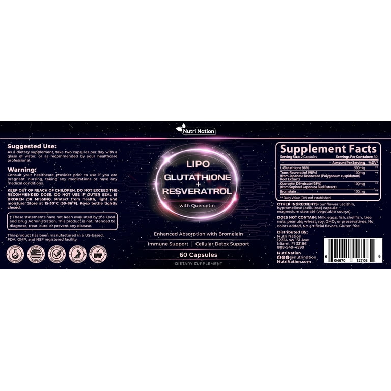 is quercetin the same as glutathione Nutri Nation Liposomal 500 mg with Resveratrol, & Bromelain, 4-in-1 Capsules, 120 Count (2 x 60), Antioxidant Support NEXUS PHARMA:(BUY 1) NEXUS PHARMA GLUTANEX TABLETS Before you buy another CAS 67763-96-6