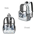 thumbnail image 2 of ZIATUBLES Heavy Duty Clear Backpack 17 Inch, Fabric & PVC Transparent Bookbag with Blue Butterfly Flower Print, Sturdy See Through Backpack Easy to Clean for Work, School & Stadium, 2 of 7