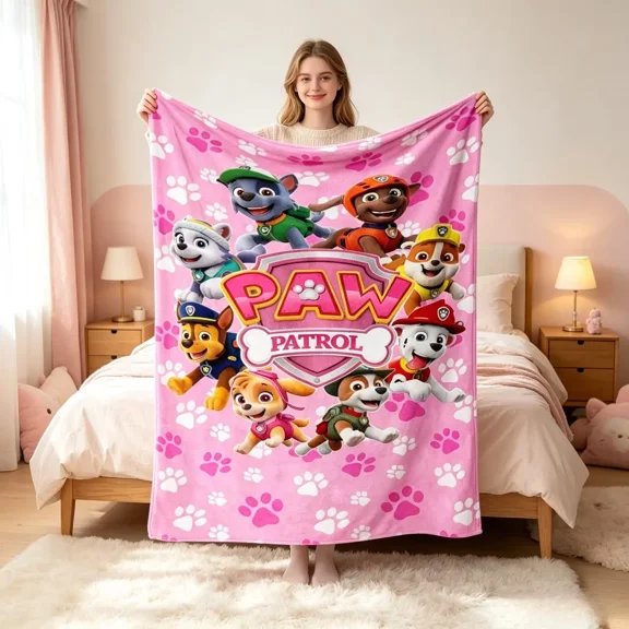 P.Patrol Cartoon Pattern Throw Blanket, Soft Flannel Fleece Blanket, Cozy Lightweight Blanket for Bed Sofa Couch, Home Decor Gift for Fans