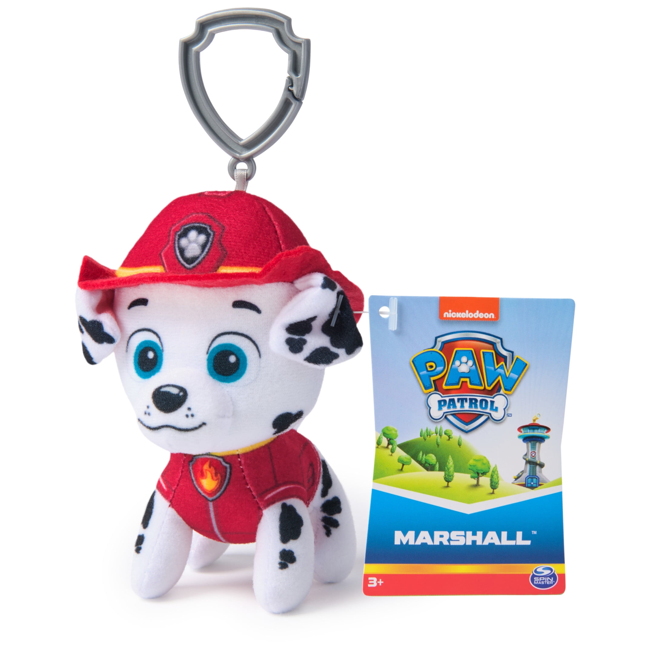 PAW Patrol: Rescue Wheels, 4-Inch Marshall Plush Toy with Keychain