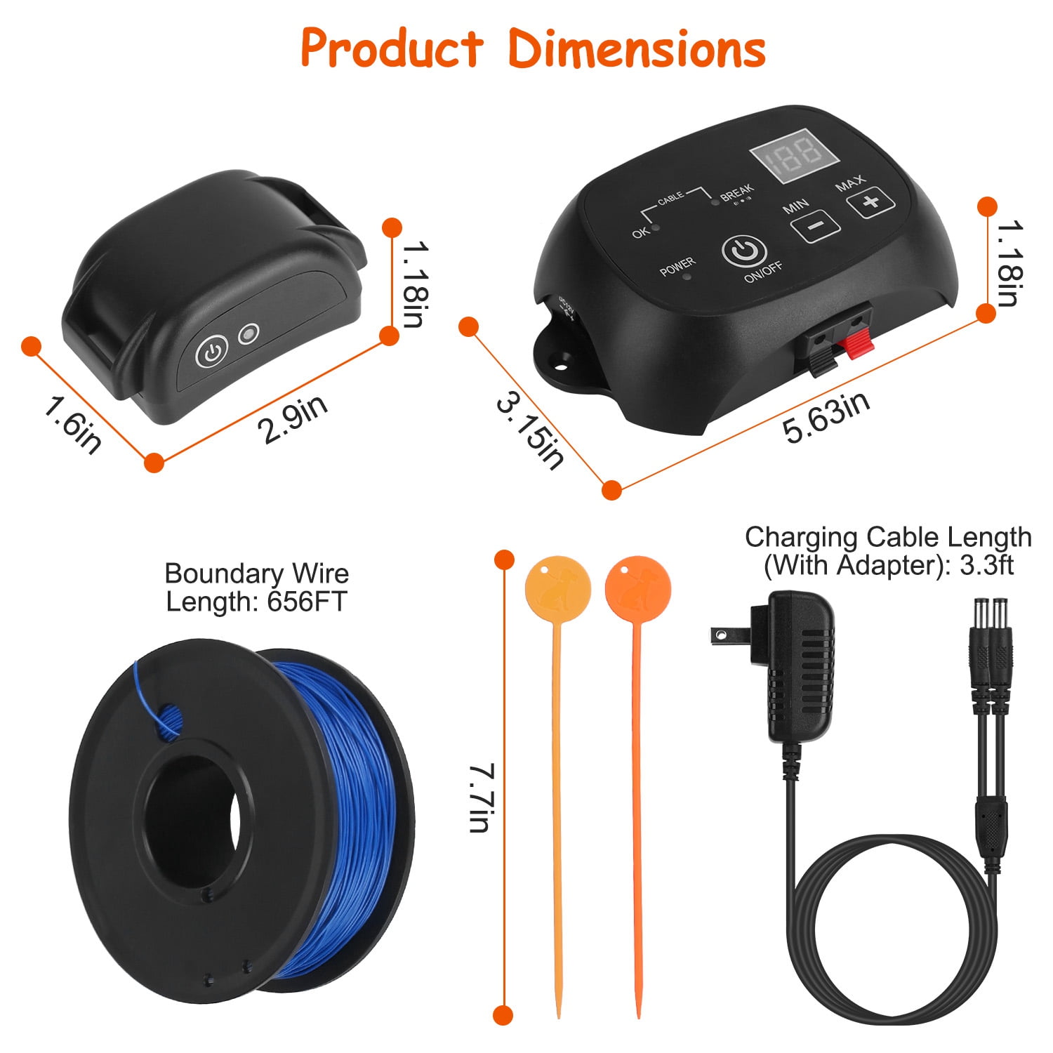 Moclever Electric Dog Fence System, IPX7 Waterproof Rechargeable Receiver Underground Dog Fence System with 100 Adjustable Levels for Small Medium Large Dogs, 1 Transmitter 1 Receiver