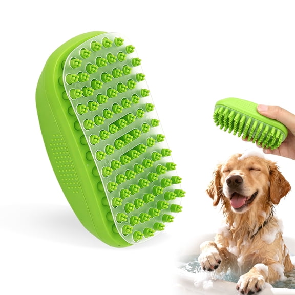 Dog Brush Bath Histotree Soothing Massage Rubber Bristles Curry Comb for Dogs & Cats Washing