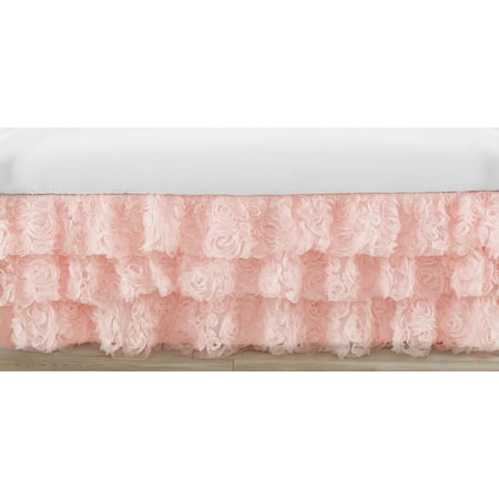 UPC: 0846480087502 | Rose Pink 3-Tiered Dust Ruffle Crib Skirt by Sweet Jojo Designs