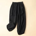 thumbnail image 2 of Glisme Casual Pants For Women Harem Pants Cropped Trousers With Elastic Waist And Side Pockets Comfortable Loose Fit Relaxed Ankle Pants For Everyday Wear Black Trousers Flexible Fit, 2 of 4