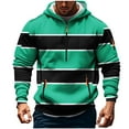 thumbnail image 4 of qolati Hoodies for Men Striped Color Block Pullover Sweatshirt Lightweight Fashion Drawstring Hooded Fleece Athletic Workout Tops with Zipper Pockets Green XL, 4 of 6