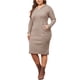 thumbnail image 4 of Vestido de suéter de talla grande Agnes Orinda para mujeres, vestido midi con capucha de manga larga 1X color caqui, 4 of 6