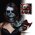thumbnail image 2 of Half Face Oni Mask Green Japanese Demon Design Halloween Accessory for Themed Events and Gatherings, 2 of 3