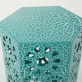 thumbnail image 3 of Wembaum Indoor 12 Inch and 14 Inch Sunburst Iron Side Table Set, Crackle Teal, 3 of 5