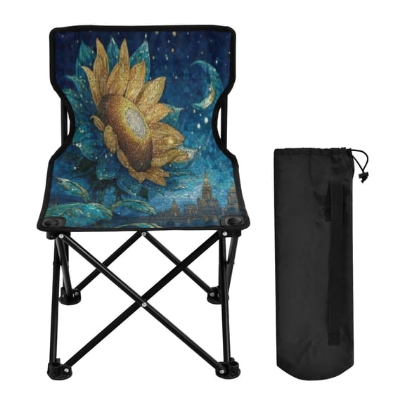 BZSMCE Camping Chairs Modern Folding chair In Nocturnal Sunflower Pattern