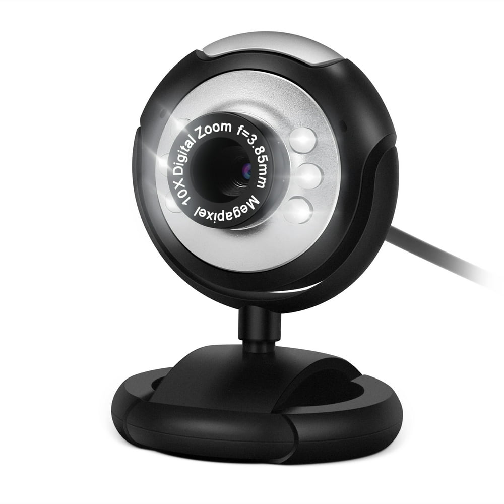 PC HD Webcam 1080p 6 LEDs 1.2 Megapixel Manual Focus USB Computer