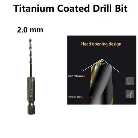 

1Pc Hss High Speed Steel Titanium Coated Drill Bit Set 1/4 Hex Shank 1.5-6.5Mm