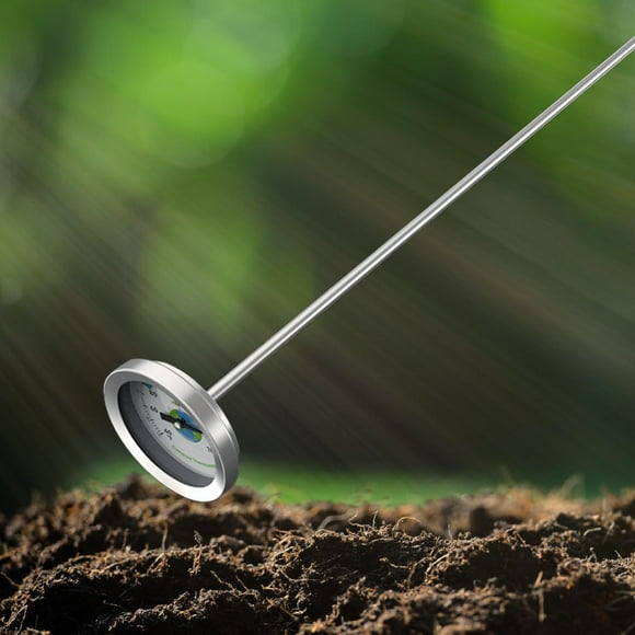 Termómetro de suelo para compost, herramienta de jardinería de acero inoxidable, versátil, para probar el suelo del césped y la agricultura al aire