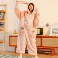 thumbnail image 4 of Pijamas con capucha de Invierno para mujer, ropa de dormir con bolsillo, bonito Anime de dibujos animados, conejo rosa, mono grueso de una pieza para adultos, ropa de dormir de Navidad, 4 of 4