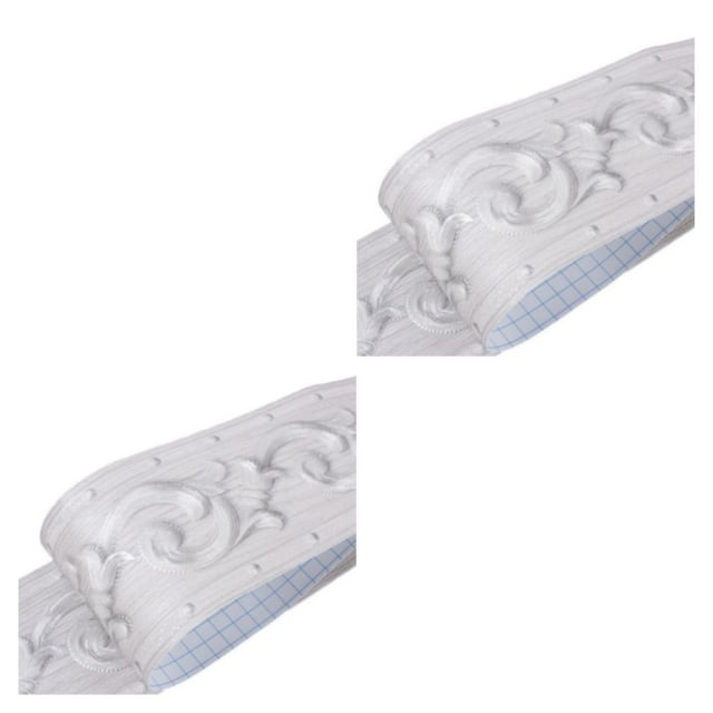 ZheElen Waterproof Wallpaper Border Transform Walls With 3D Patterns Self Adhesive Kitchen Bathroom Sticker silver gray vine 2Set
