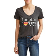 Inspire Love Short Sleeve V-Neck Graphic Tee Women's Image 1 of 4