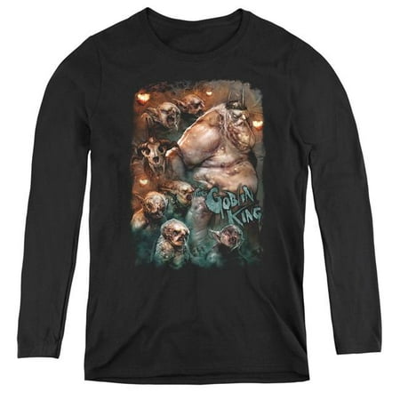 Trevco Sportswear HOB1052-WL-2 The Hobbit & Goblin King Womens Long Sleeve T-Shirt,  Black -