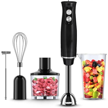 DEISNGB Immersion Blender, 500 Watt Immersion Hand Blender, 5-in-1 Stick Blender with Chopper, Blender for Kitchen with 600ml Beaker(Black)