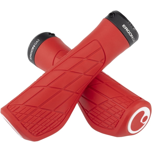 Ergon - GA3 Ergonomic Lock-on Bicycle Handlebar Grips | Standard Compatibility | for All Mountain, XC, Trail, Touring Bikes Bikes | Large | Risky Red