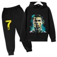 thumbnail image 3 of Conjunto de sudadera y pantalones deportivos para niños, conjunto de 2 piezas para niños y niñas, ropa para niños con estampado de avatar de Ronaldo, 3 of 5