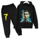 thumbnail image 3 of Conjunto de sudadera y pantalones deportivos para niños, conjunto de 2 piezas para niños y niñas, ropa para niños con estampado de avatar de Ronaldo, 3 of 5