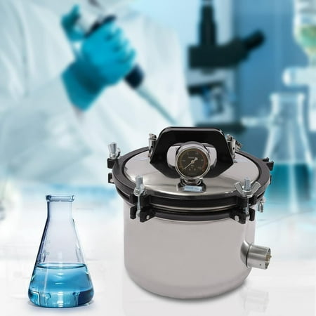 8L Lab Autoclave, Portable Steam Autoclave Ster𝒊l𝒊zer, Stainless Steel High Pressure Steam Cleaning Machine Desktop for Lab Equipment, Culture Medium, Glassware, 110v