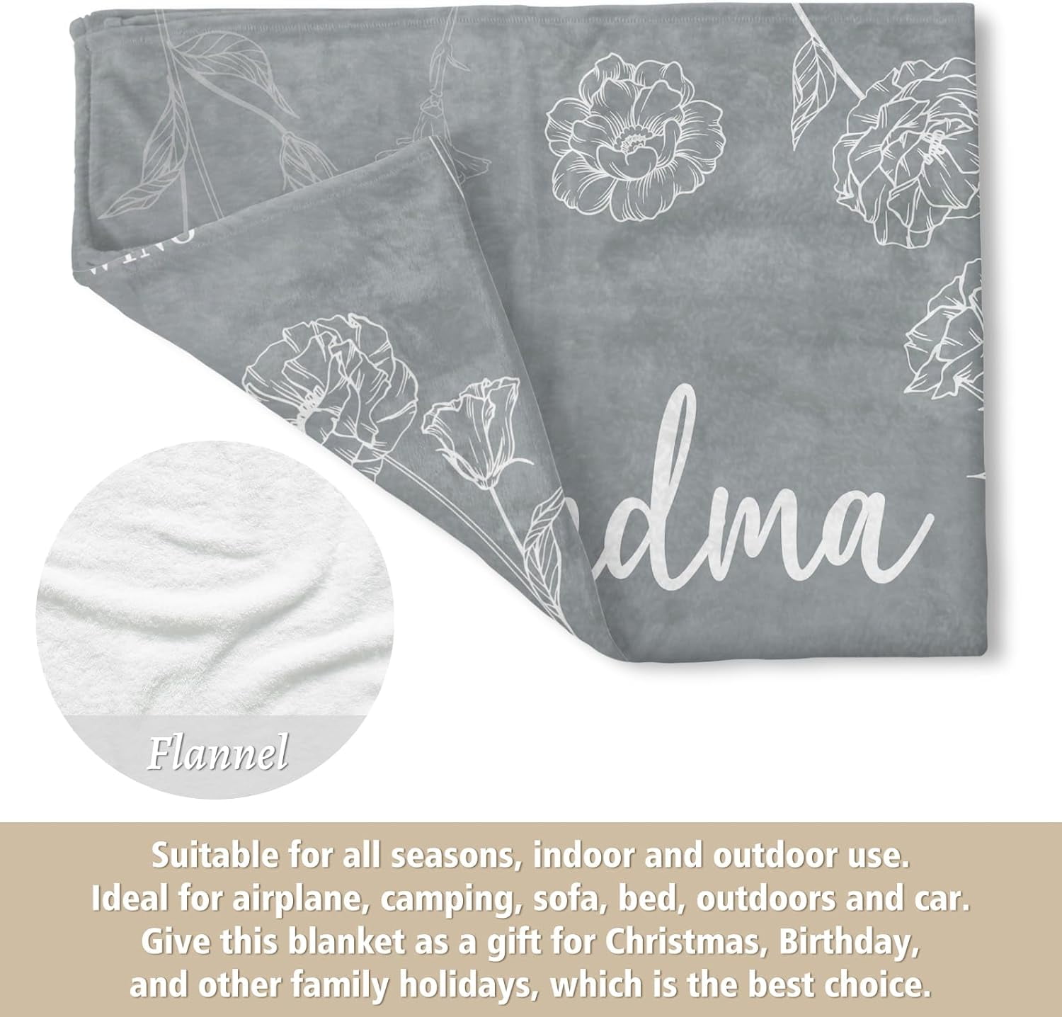 Grandma Gifts, Gifts for Grandma Blanket, Grandmas Birthday Gift from Grandkids, to My Grandmother Throw Blanket