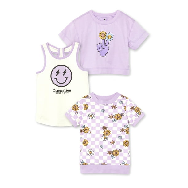 Little Star Organic Toddler Girl 3Pc Tops, 12M-5T